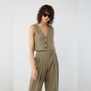 OAK + FORT Taupe Suit Vest Size Large